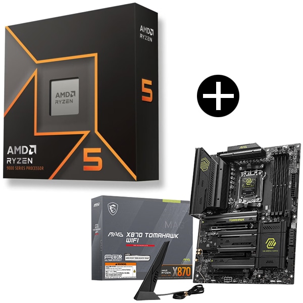 Ryzen 5 9600X W/O Cooler WOF (6C/12T3.9GHz65W) CPU + MSI MAG X870 TOMAHAWK WIFI マザーボードCPU