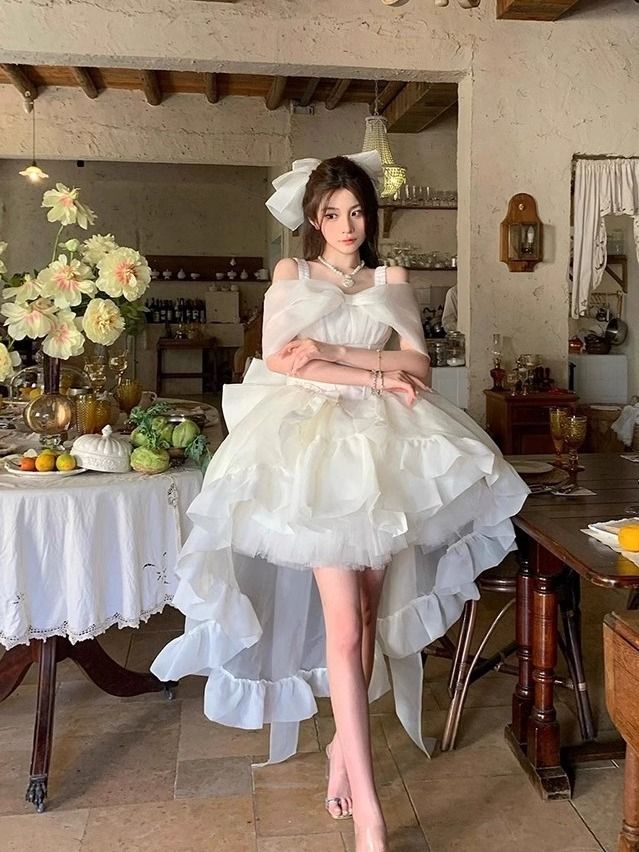 きれいめ！セット パーティードレス 中長さ/ロングワンピース 結婚式 ワンピース ライトウェディングドレス初恋ガール成人式ブバースデードレスチュチュスカート 7,375円