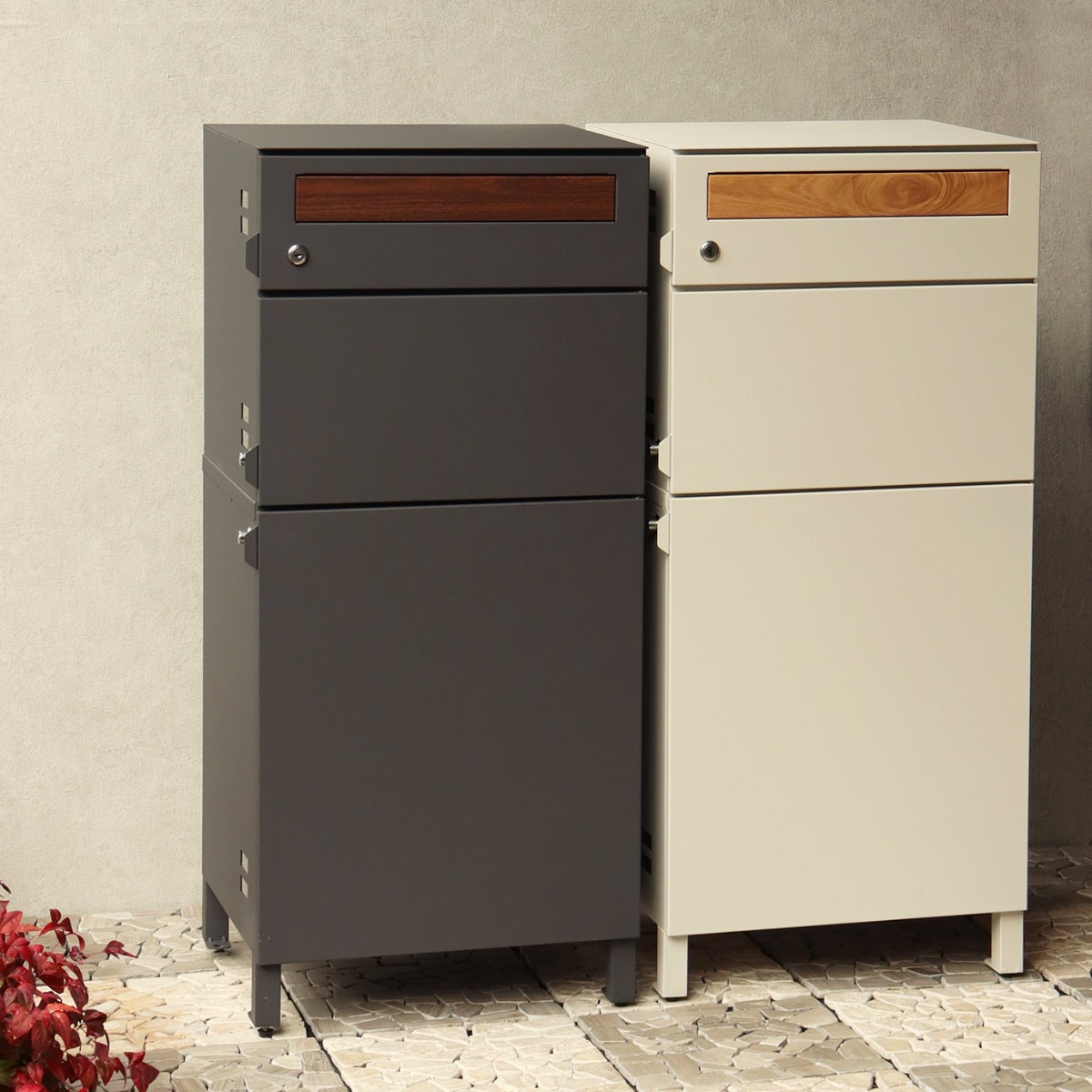 宅配ボックス 郵便ポスト 2段タイプ ジャン 宅配 ボックス ポスト一体型 ポスト 宅配ポスト 大容量 デザインポスト 据え置き 置き配用ボックス