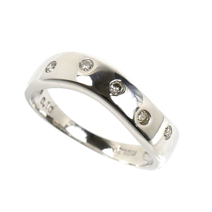 K18WG ホワイトゴールド リング・指輪 ダイヤモンド0.10ct 10号 2.3g レディース 中古 美品