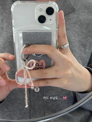 1つ買うと10個無料 韓国風インスタイル新作グレーピンク系カードブルシルバーワイヤービーズフラワースタンド Iphone15pro14promax Apple 1311 携帯電話ケース保護カバー65