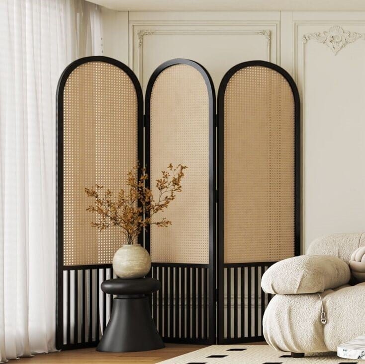 パーテーション 3連 折りたたみ ナチュラル 温もり おしゃれ かわいい インテリア 衝立 ついたて パーティション 屏風 間仕切り ブラック