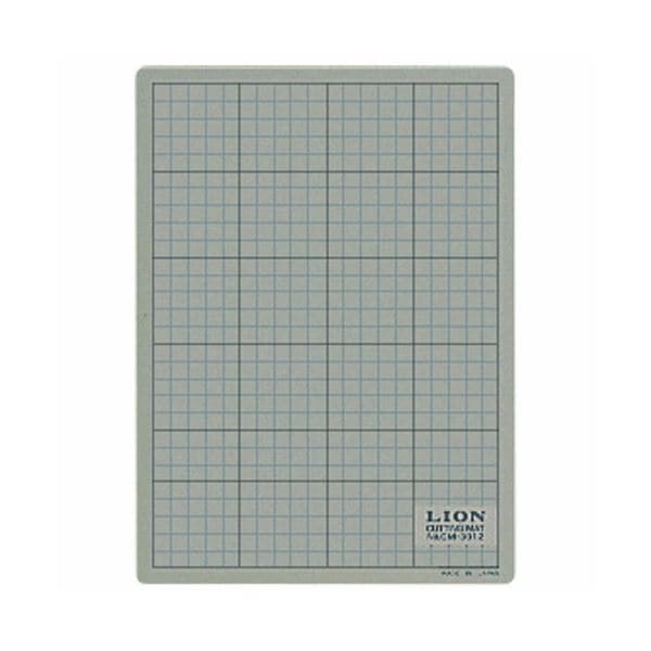 (まとめ) ライオン事務器 カッティングマット 再生PVC製 両面使用 300×220×3mm 灰/黒 CM-3012 1枚 (×4セット)