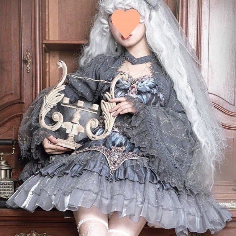 ロリータ スワン ダンスグレー フェザー ロリータ ドレス マルチレイヤー ケーキ スカート ハロウィン デイリー