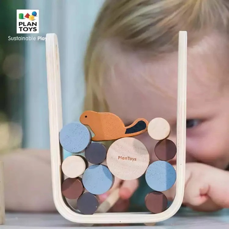 【急速出荷!】Plantoys木製輸入玩具益智早教テーブルゲームコミュニケーション親子ゲーム4627ビーバー抽楽