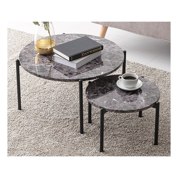 テーブル 大:幅64×高さ34cm小:幅44×高さ27cmマーブルブラック LT-4666MBK 5,578円