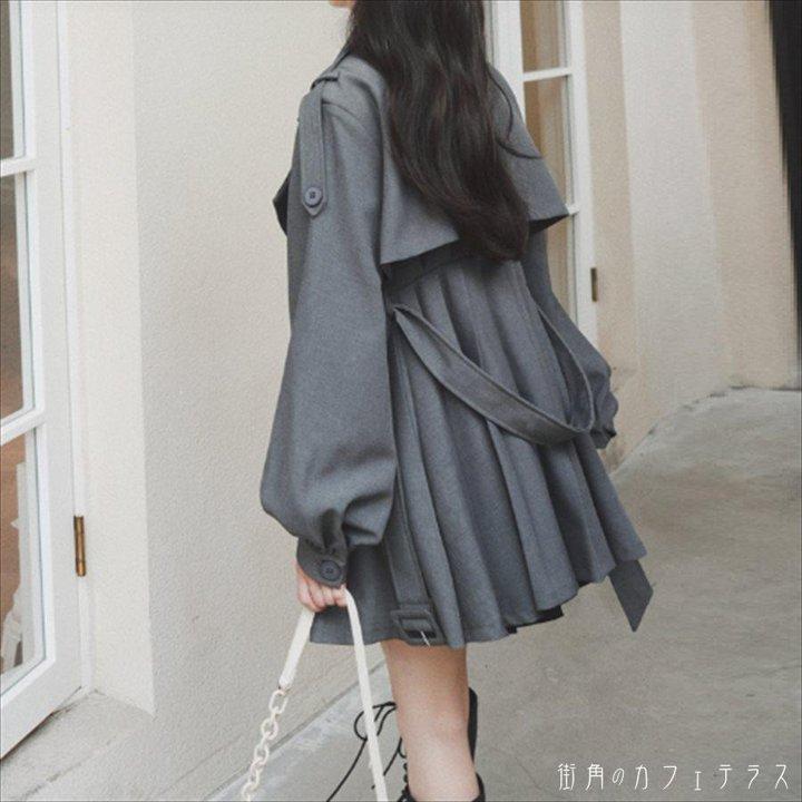 アウター コート 2色 羽織り ジャケット ショートコート チェスターコート ショート ショート丈 袖あり 長袖 ランタンスリーブ Vネック フレア Aライン 無地