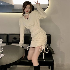 韓国ファッション レディース可愛い 修身 着痩 ワンピース ファッションワンピース セクシーワンピース