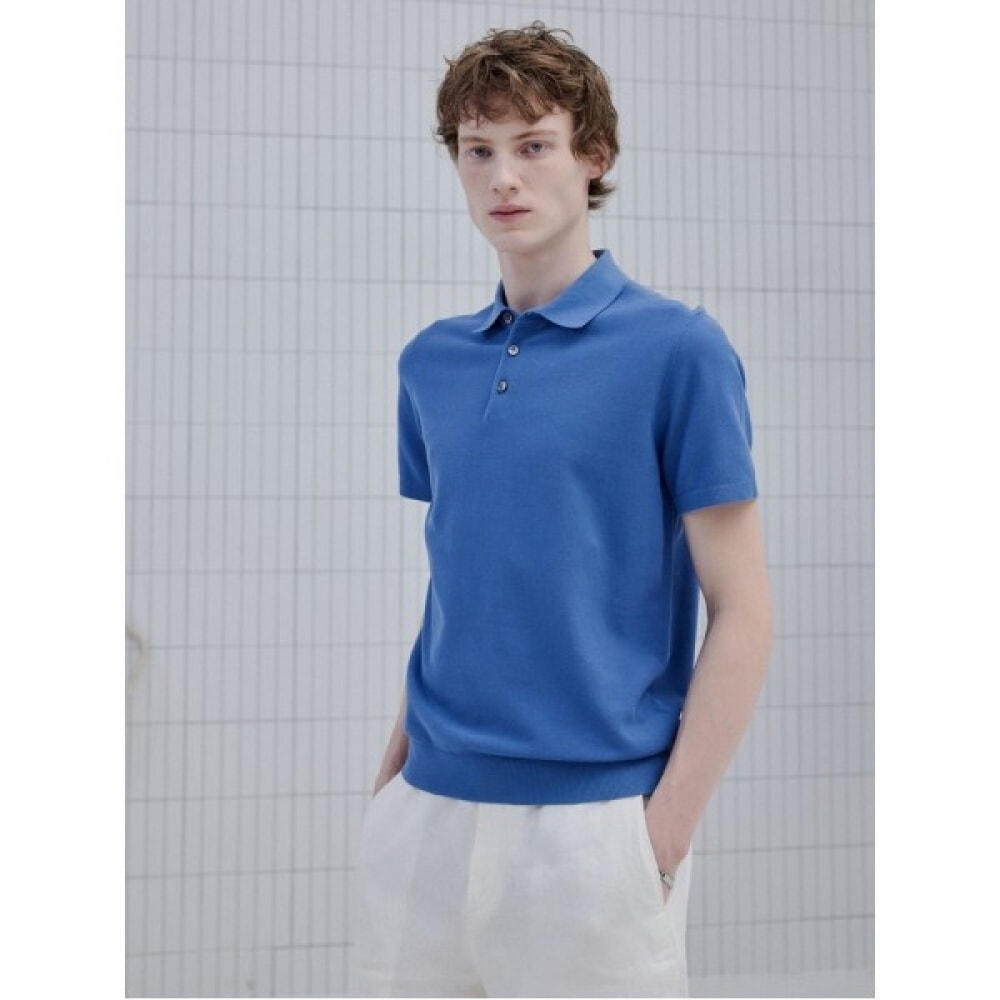 [ロガディス] コットン100ショートスリーブベーシックカラーネックセーター-ブルー（RY4351P51P）