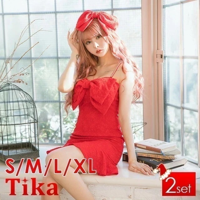 サンタ コスプレ 衣装 セット カチューシャ リボン ミニ ワンピース キャミ セクシー 赤 エロ キャバ嬢 キャバ ドレス 激安 大きいサイズ xl キャバクラ キャバドレス コス コスチューム サ