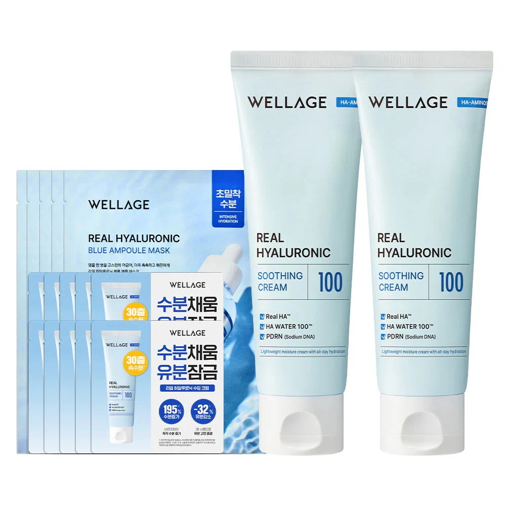 [26SS/New]リアルヒアルロニック スージングクリーム80ml+80ml(+マスクパック5枚+サンプル10枚)