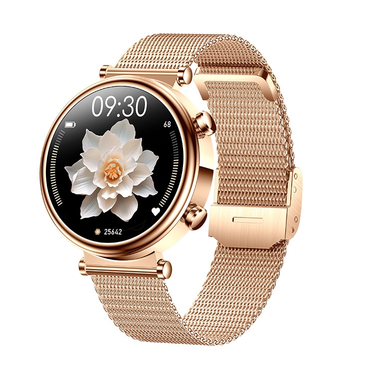 2024年新発 レディース スマートウォッチ 丸形 日本製センサー 通話機能　体温測定　睡眠管理 座りがち通知 高精度心拍数 血圧測定 音楽御制　女性生理周期管理　防水機能　天気予報　着信通知