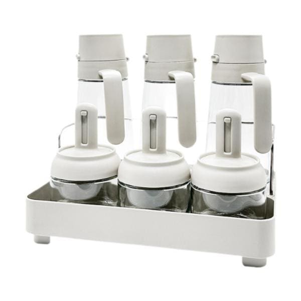 スプーンオイルと酢ディスペンサー格納式スプーン調味料ポット付きガラス調味料ジャースパイスジャーレストランキッチン用