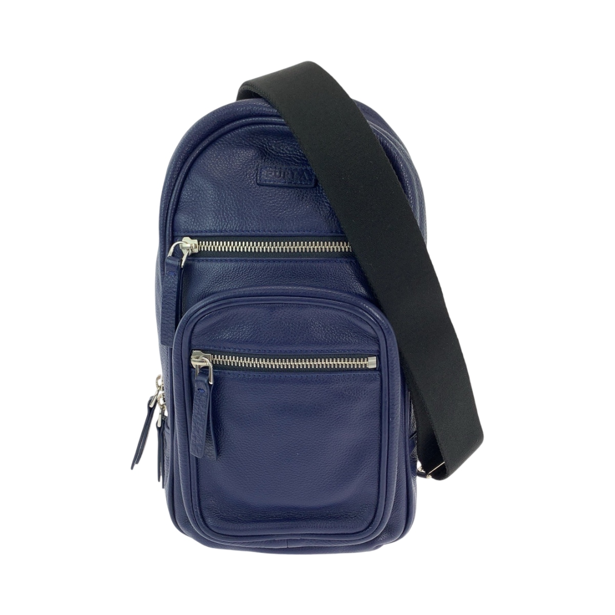 美品 ブルー シルバー金具 レザー ボディバッグ バムバッグ ショルダーバッグ メンズ 409336