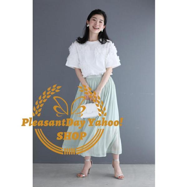 Sから2L対応 チュールの花びらを咲かせたTシャツトップス 10,270円