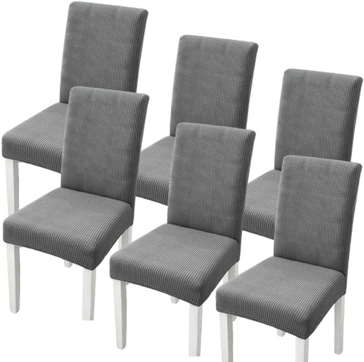 椅子カバー チェアカバー 背もたれあり 伸縮 洗える ノーアイロン 取り外し可能 無地 オフィス 家庭 ホテル レストラン Ｍx６枚(グレー, Ｍx６枚)