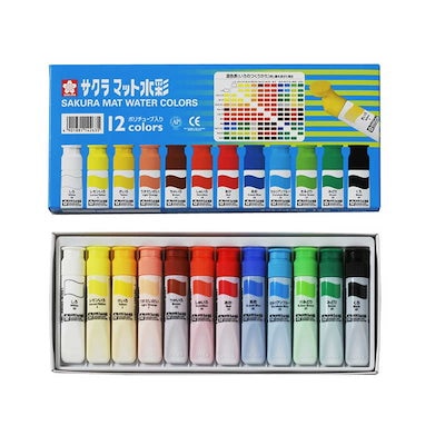 他サイト： サクラクレパス　［水彩絵具］ マット水彩(12ml) ポリチューブ入り 12色セット　MW12PRの商品画像