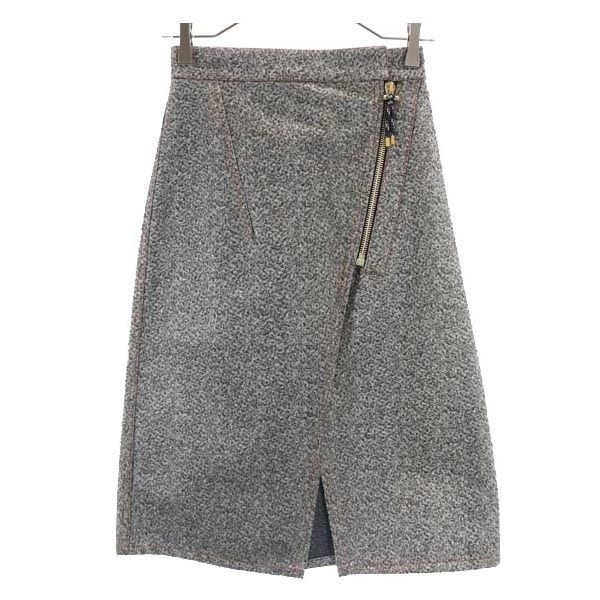 ミディ丈 ラップスカート 32 グレー系 レディース