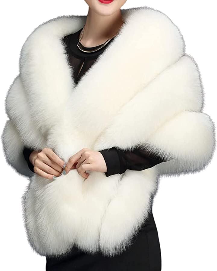 ケースタイル アップ フェイクファー マフラー 上品 ゆったり 大判 大きめ フリーサイズ(ホワイト)