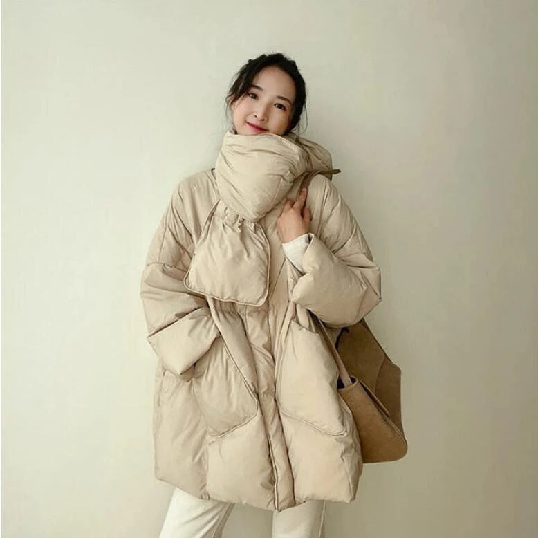 ダウンコート レディース ダウンジャケット ロングコート 冬 マフラー アウター 軽い 暖か 厚手 襟なし コート おしゃれ 秋冬 防寒 20代 30代 40代 セットアップ