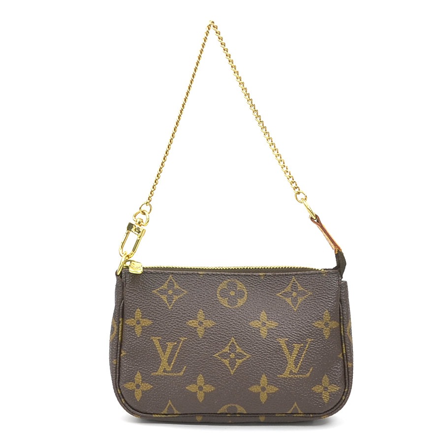 ルイ ヴィトン LOUIS VUITTON ハンドバッグ アクセサリーポーチ モノグラム ミニ ポシェット アクセソワール モノグラムキャンバス ブラウン ゴールド レディース M58009 e608