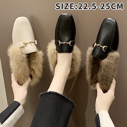 【2020秋冬新入荷】💗シューズ ローファー💗たっぷりファーサンダル💗最安値特価 今季トレンドファー靴/ローファー /fur sandals/部屋履き 室内スリッパ/冬 もこもこ あったか