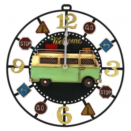 ブリキclock 掛け時計 bus 43171