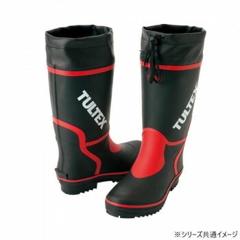 アイトス 4701 カラー長靴 ブラックxレッド 24.5cm