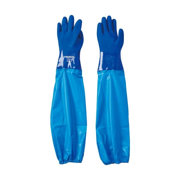 （まとめ）腕カバー付耐油手袋 Mサイズ ブルー TTGC-M 1双 [x5セット] 8,353円