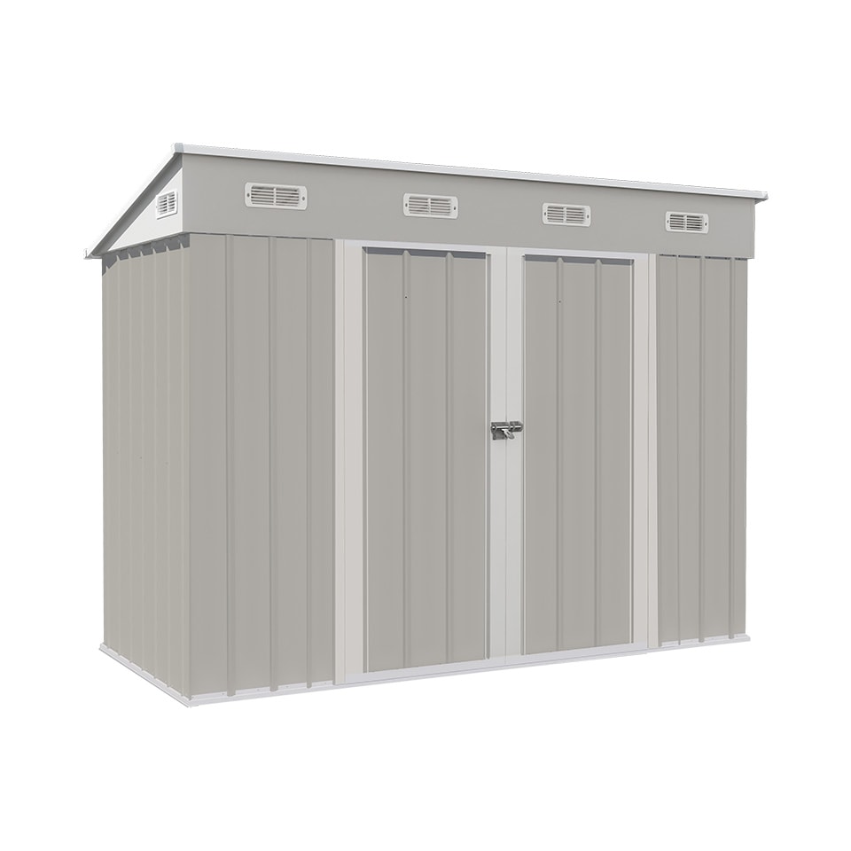 送料無料 人気商品【可動棚なし】物置 屋外 スチール 倉庫 床材補強フレーム付き 戸外収納庫 幅270*奥行き126*高189 物置き おしゃれ 大型 収納庫 屋外物置 防さび ベランダ 防水 ドア