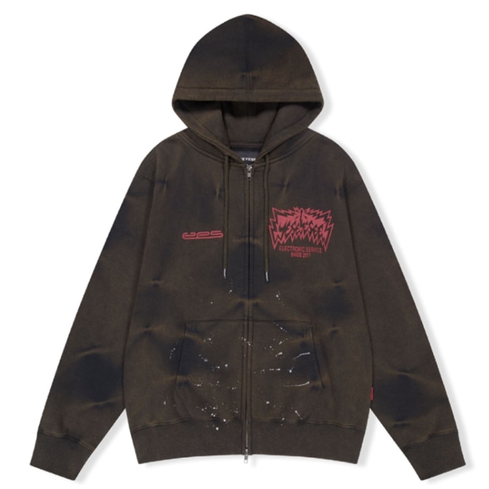 Y.E.S Painted Zip-up Hoodie Black