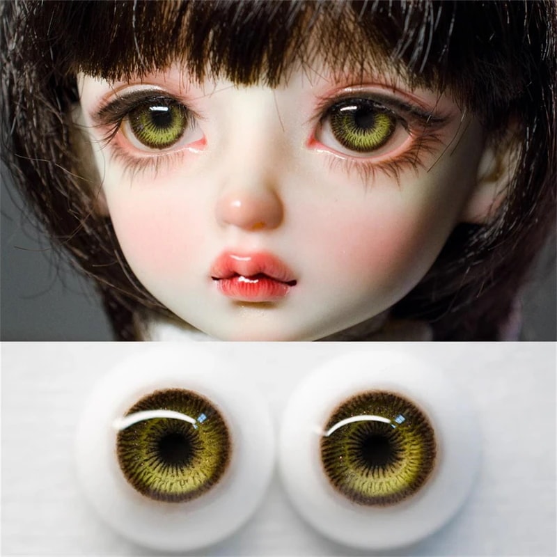 BJD ドールアイ ドール用 レジンアイ ブラウングリーン 石膏アイ 10/12/14/16/18/20/22/24mm SD/MSD/幼SD球体関節人形用アイ