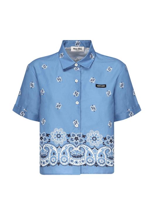 MIU MIU Women Shirts MK1951 17XXF061M LIGHT BLUE WHITE