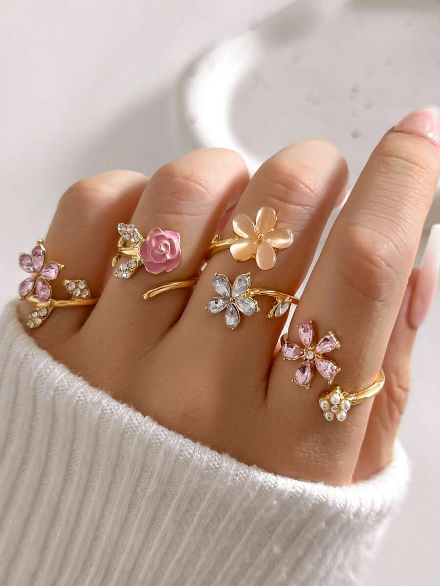 Qoo10] 4個セット かわいいピンクのバラの花 調 : ヘア