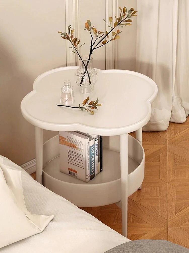 [タイムセール]クリーム風ソファーサイドテーブルリビングティーテーブルシンプルモダンベッドベッドサイドテーブルサイドテーブル移動小テーブル収納棚値下げ