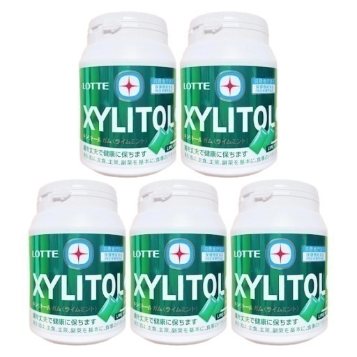 キシリトールガム ライムミント メガボトル 290g 5個セット ボトルガム 大容量 緑のボトル