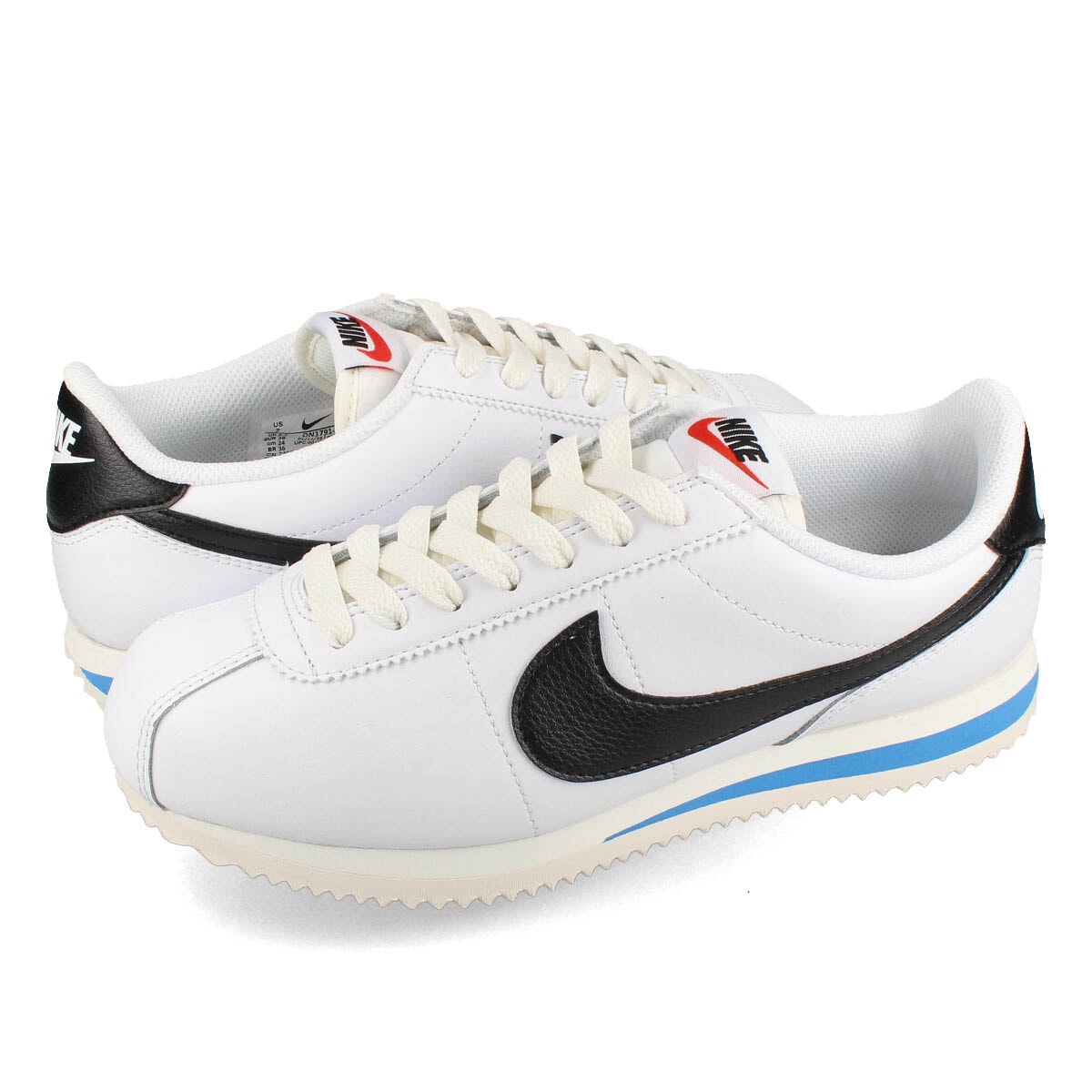NIKE WMNS CORTEZ WHITE/BLACK/LT PHOTO BLUE/SAIL