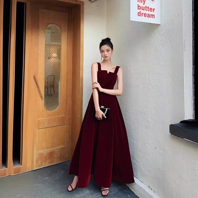 レディース ワンピース ドレス ロング 7分丈 ノースリーブ キーネック セミフレア スリム 細身 Aライン きれいめ シンプル 上品 おしゃれ こなれ感 個性的 エレガント モダン 主役級 存在感
