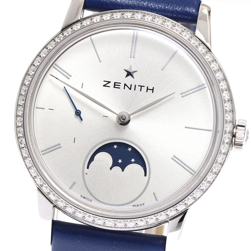 ゼニス ZENITH 16.2330.692 エリート レディ ムーンフェイズ ダイヤベゼル 自動巻き レディース 美品 箱付き_907696【中古】