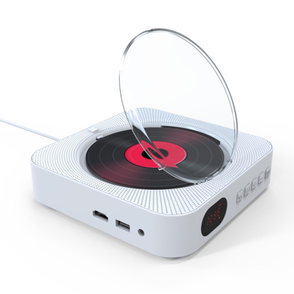 Bluetooth 5.0 CD/DVDプレーヤー 壁掛け ケーブル引きスイッチ付き スピーカー内蔵 リモコン FMラジオ 1080P HDMI AV出力 CD/DVD/MP3/USB/AUX