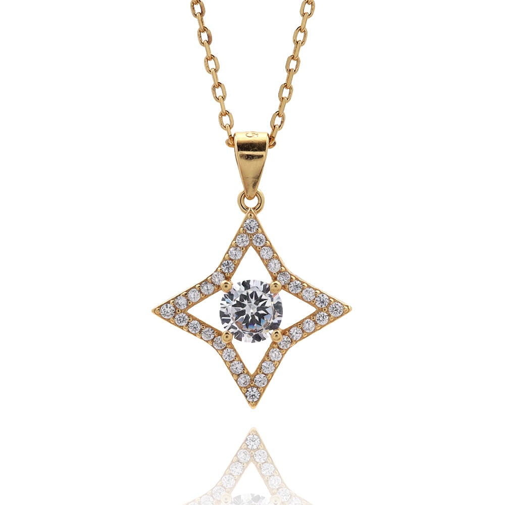 S925 超新星 星 ネックレス 金 [fhns019-gold]