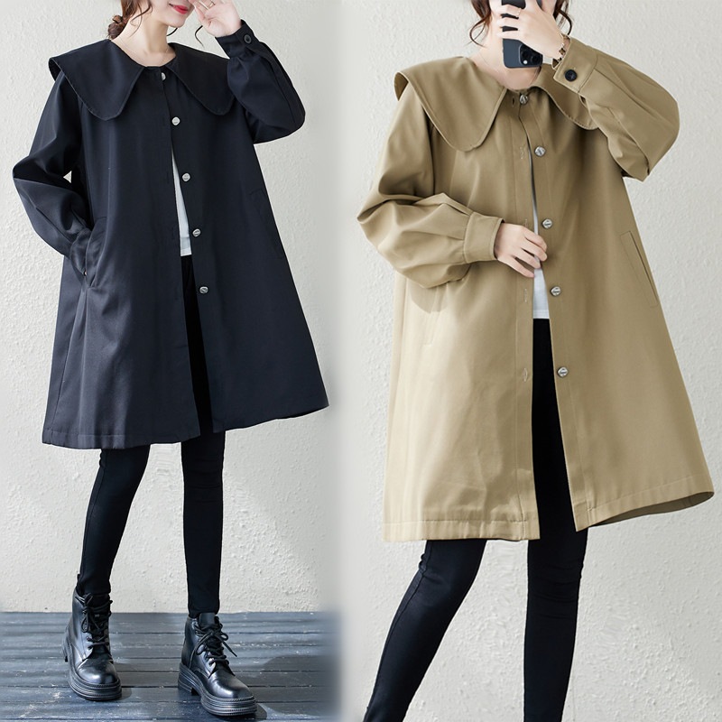 春トレンチコート大きいサイズ 文芸コート春アウター