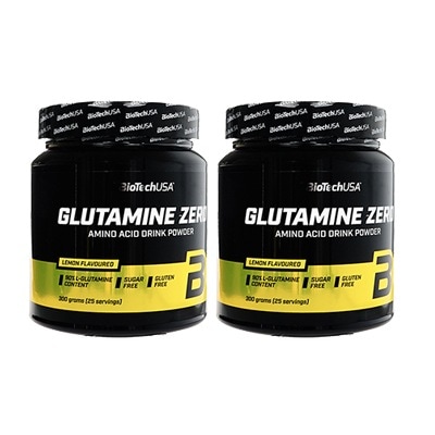 グルタミンゼロ　300g　レモン味　2本　L-グルタミン補給サプリメント　BioTech USA社　海外発送便商品：日時指定不可