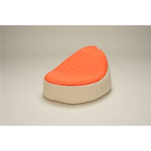 コンパクト ビーズクッション/ローソファー 1人掛け オレンジアイボリー 極小1ｍｍビーズ 日本製