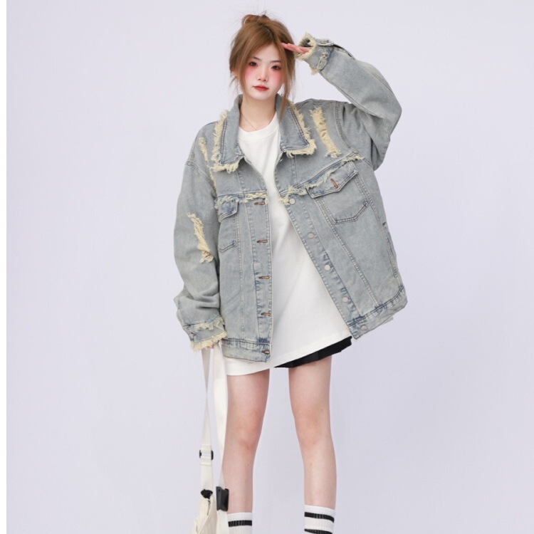 【新作特別セール】2025秋冬 韓国っぽデニムジャケット 羽織り 春服 カジュアル デニム スポーティー きれいめトレンド系可愛い風 レディース ファッションゆったり シルエット 大人っぽ加工ショート