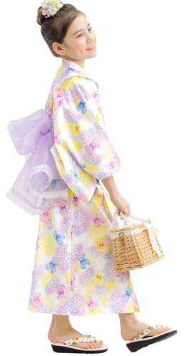 [Bee] ビー 浴衣3点セット キッズ ガールズ 女の子 夏 簡単 セパレートタイプ お祭り 花火大会 ユリ リボン 椿 水玉 猫 毬 saa01400 150cm グラデーション×くま