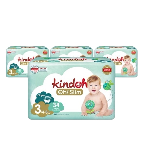 [Kindoh] プレミアムオスリム バンド型おむつ, 3段階, 136枚