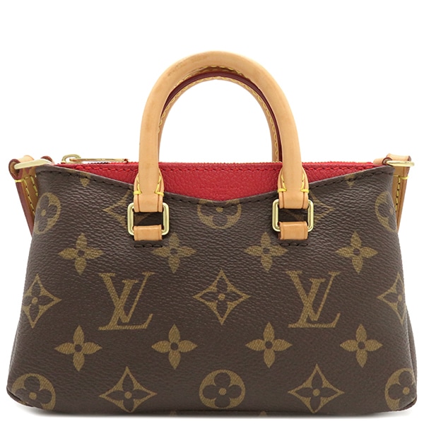 ルイヴィトン LOUIS VUITTON ショルダーバッグ ナノ パラス モノグラムキャンバス スリーズ ゴールド金具 赤 茶 斜め掛け M61254 SN4115【中古】