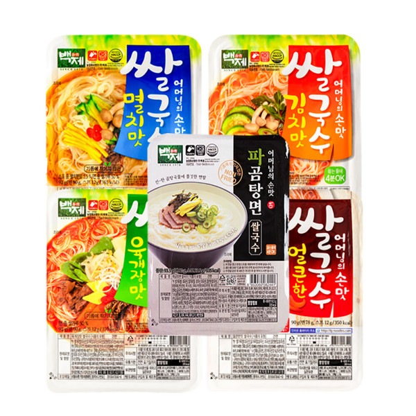 百済フォーイワシ味6個+キムチ味6個+ユッケジャン味6個+ピリ辛6個+ネギコムタン麺6個_計30個韓国麺類