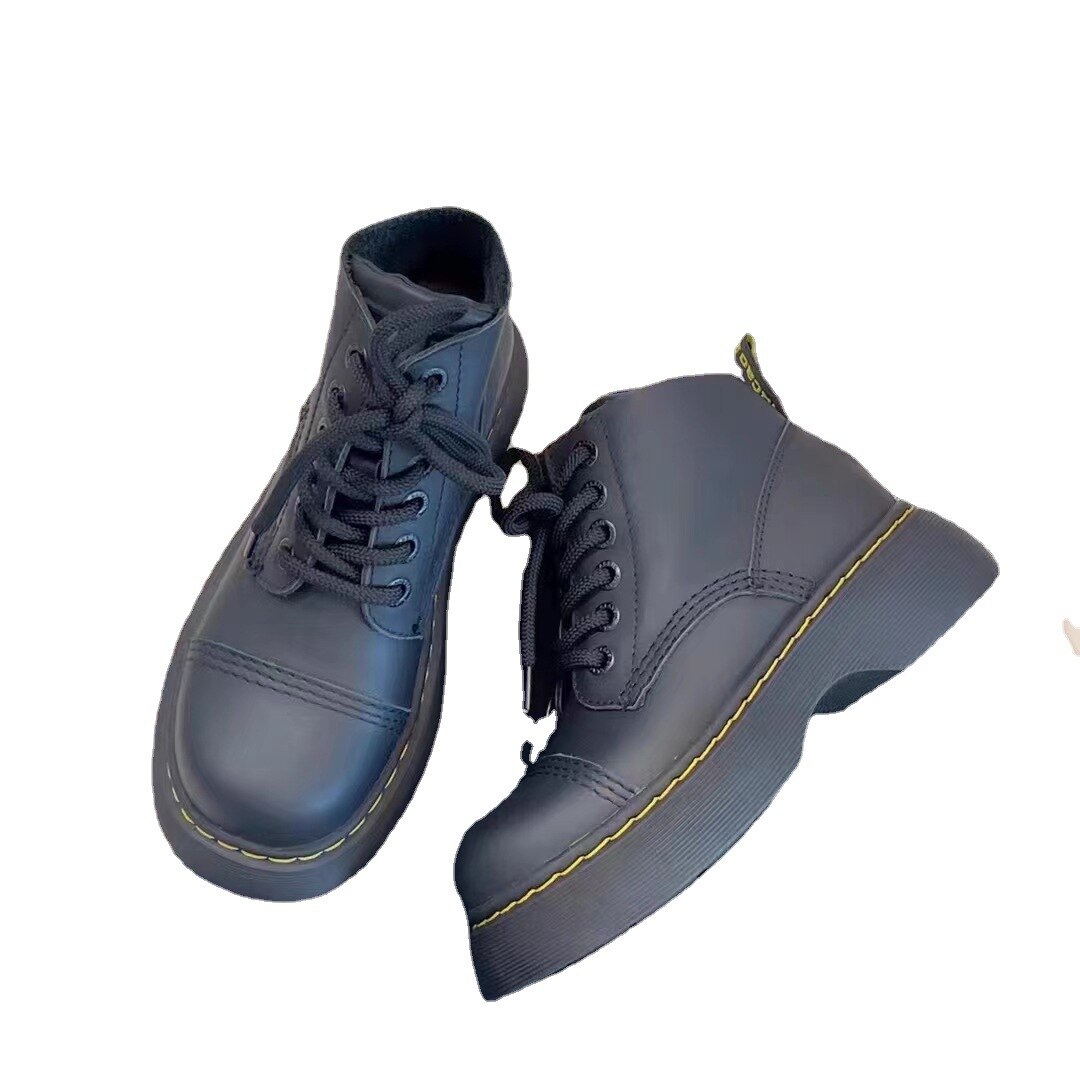 ポーさん本革マーチンブーツレディース秋の定番ブリティッシュ厚底